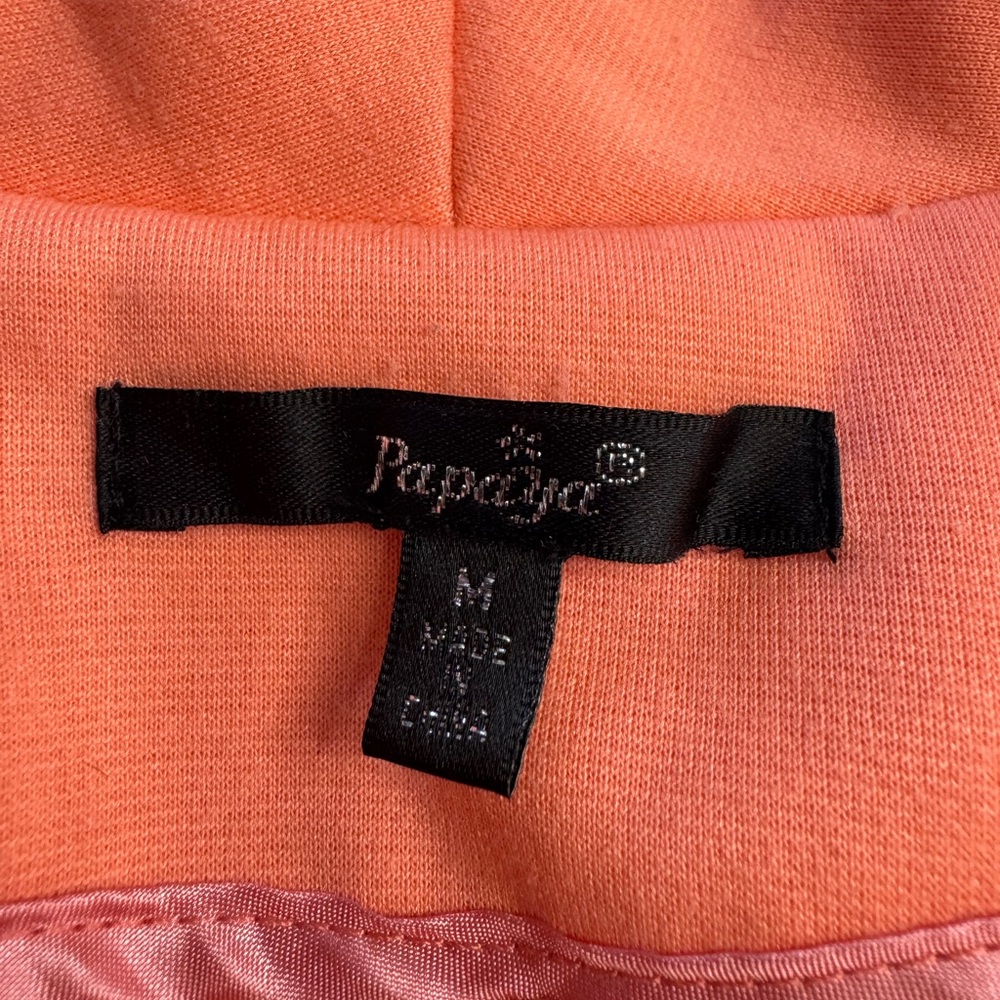 Papaya Women’s Sz M Salmon Pink Orange Pleated One Button Blazer Jacket - Picture 2 of 8